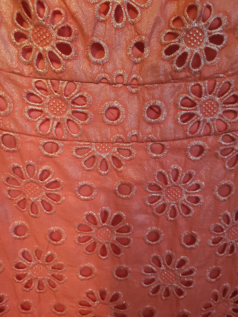 Maeve Anthropologie Eyelet Dress Size 6 Coralshine Sleeveless Fit Flare Festival - Picture 9 of 10